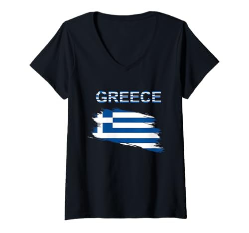 Damen Griechenland-Design T-Shirt mit V-Ausschnitt Damen Griechenland-Design T-Shirt mit V-Ausschnitt von Countries Of The World Designs