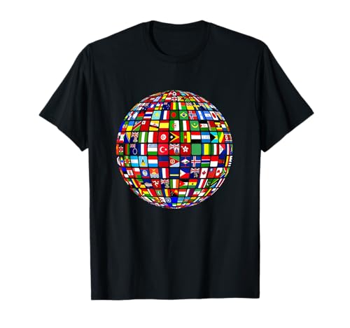 Internationale Weltflaggen und Weltkarte für Kinder T-Shirt von International World Flags shirt World Map for kids