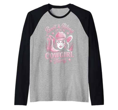 Lustige Western Cowgirl Bling Pink Stiefel Rodeo Damen Herren Raglan Lustige Western Cowgirl Bling Pink Stiefel Rodeo Damen Herren Raglan von Country Girl Style Rodeo Cowgirl Fashion Outfit