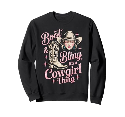 Lustige Western Cowgirl Bling Pink Stiefel Rodeo Damen Herren Sweatshirt Lustige Western Cowgirl Bling Pink Stiefel Rodeo Damen Herren Sweatshirt von Country Girl Style Rodeo Cowgirl Fashion Outfit
