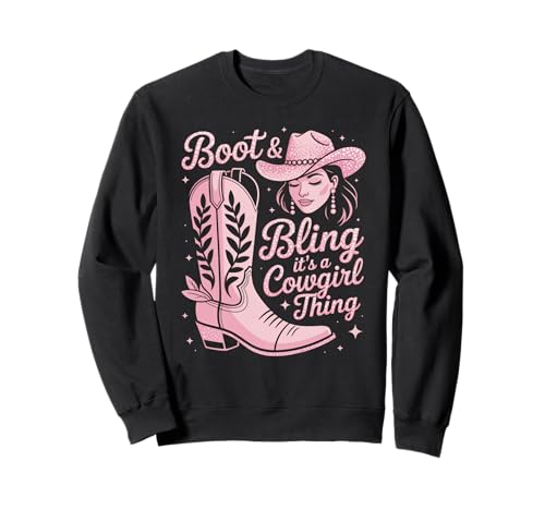 Lustige Western Cowgirl Bling Pink Stiefel Rodeo Damen Herren Sweatshirt Lustige Western Cowgirl Bling Pink Stiefel Rodeo Damen Herren Sweatshirt von Country Girl Style Rodeo Cowgirl Fashion Outfit