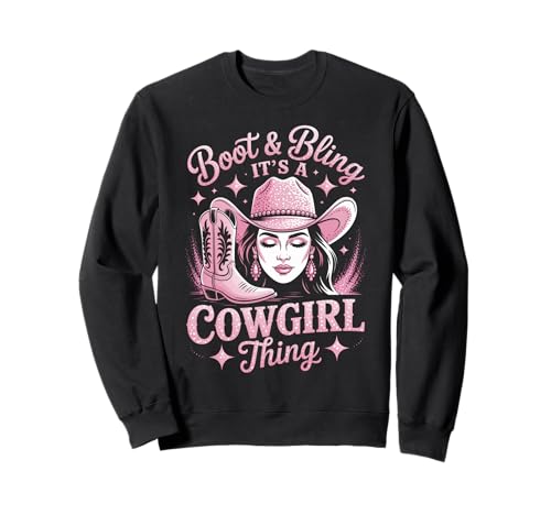 Lustige Western Cowgirl Bling Pink Stiefel Rodeo Damen Herren Sweatshirt Lustige Western Cowgirl Bling Pink Stiefel Rodeo Damen Herren Sweatshirt von Country Girl Style Rodeo Cowgirl Fashion Outfit
