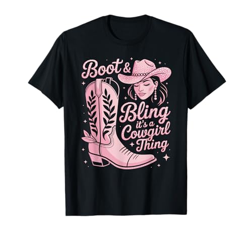 Lustige Western Cowgirl Bling Pink Stiefel Rodeo Damen Herren T-Shirt Lustige Western Cowgirl Bling Pink Stiefel Rodeo Damen Herren T-Shirt von Country Girl Style Rodeo Cowgirl Fashion Outfit