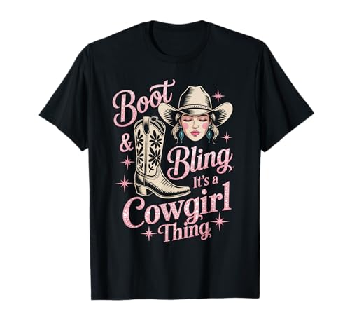 Lustige Western Cowgirl Bling Pink Stiefel Rodeo Damen Herren T-Shirt Lustige Western Cowgirl Bling Pink Stiefel Rodeo Damen Herren T-Shirt von Country Girl Style Rodeo Cowgirl Fashion Outfit