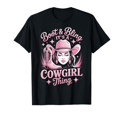 Lustige Western Cowgirl Bling Pink Stiefel Rodeo Damen Herren T-Shirt Lustige Western Cowgirl Bling Pink Stiefel Rodeo Damen Herren T-Shirt von Country Girl Style Rodeo Cowgirl Fashion Outfit