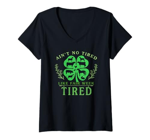 Damen Ich Bin Nicht müde wie Fair Week müde T-Shirt mit V-Ausschnitt von Country Life Farm Lover Tee