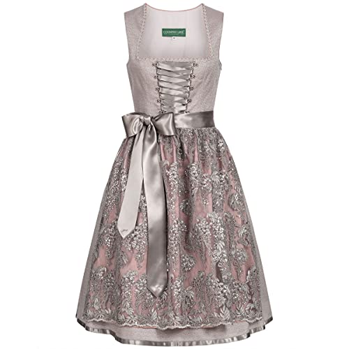 Country-Line Damen Midi Dirndl - Midi Dirndl Franzi in Grau, Größe:46, Farbe:Grau von Country-Line