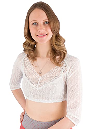 Country-Line Dirndlbluse Stretch 21204 3/4 Arm Creme Größe 44 von Country-Line