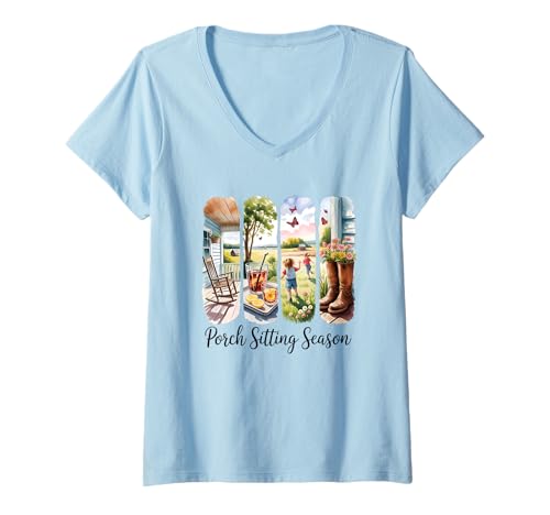 Damen Country Roads Take Me Home Nostalgie T-Shirt mit V-Ausschnitt Damen Country Roads Take Me Home Nostalgie T-Shirt mit V-Ausschnitt von Country Living Nostalgic Charm Rural Life