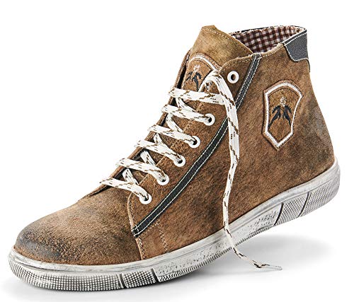 Maddox Herren Trachten Leder Schuhe Hohe Sneaker Marinus | Wood 44 von Country Maddox