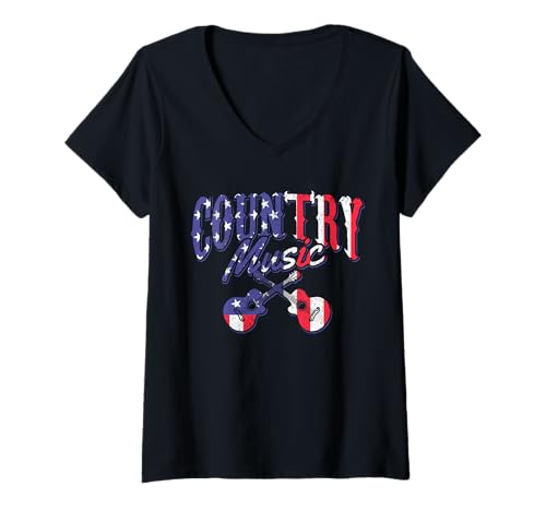 Damen Country Musik - USA Amerika Patriotisch Gitarre Geschenk T-Shirt mit V-Ausschnitt Damen Country Musik - USA Amerika Patriotisch Gitarre Geschenk T-Shirt mit V-Ausschnitt von Country Music Co.