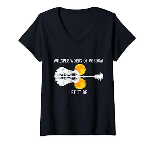 Damen Whisper Words Of Wisdom Let-It Be T-Shirt Guitar Lake Shadow T-Shirt mit V-Ausschnitt Damen Whisper Words Of Wisdom Let-It Be T-Shirt Guitar Lake Shadow T-Shirt mit V-Ausschnitt von Country Music Gifts by 4Do Limited
