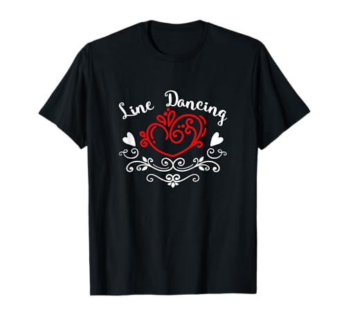 Country Music Line Dance Woman Mädchen Herz Western Dance Lover T-Shirt, Damen, Mädchen, Kurzarm, T-Shirt, Schwarz, S von Country Music Line Dance Woman