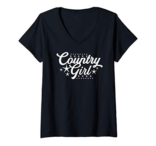 Damen Country Style Girls T-Shirt mit V-Ausschnitt von Country Style Girl Apparel and Gifts