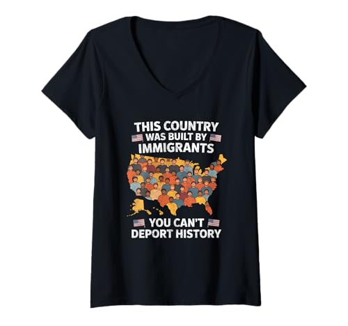 Damen This Country was Built by Immigrants Make America Great T-Shirt mit V-Ausschnitt von Country Was Built By Immigrants Make America Great