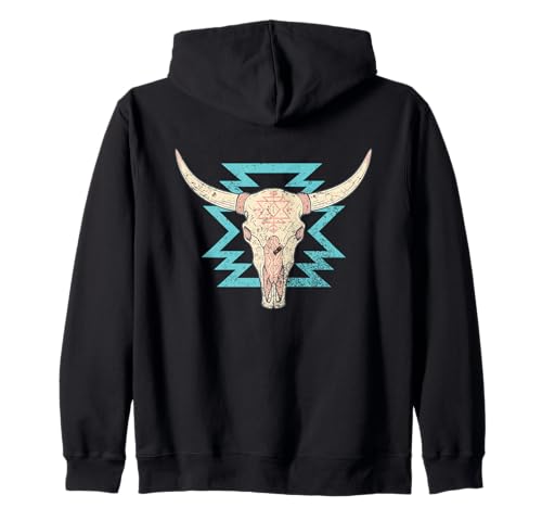 Boho Kuh Schädel Stier Frauen Cowgirl Vintage Country Girl Kapuzenjacke von Country Western Rodeo Clothing Co.