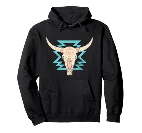 Boho Kuh Schädel Stier Frauen Cowgirl Vintage Country Girl Pullover Hoodie von Country Western Rodeo Clothing Co.