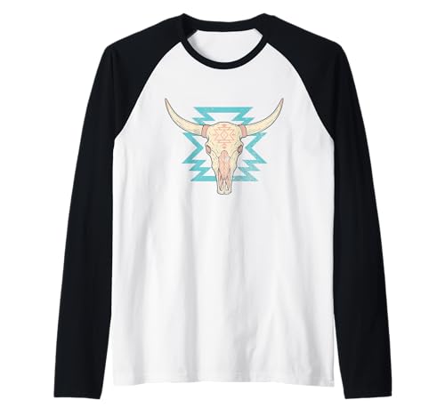 Boho Kuh Schädel Stier Frauen Cowgirl Vintage Country Girl Raglan Boho Kuh Schädel Stier Frauen Cowgirl Vintage Country Girl Raglan von Country Western Rodeo Clothing Co.