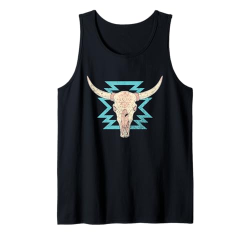Boho Kuh Schädel Stier Frauen Cowgirl Vintage Country Girl Tank Top Boho Kuh Schädel Stier Frauen Cowgirl Vintage Country Girl Tank Top von Country Western Rodeo Clothing Co.