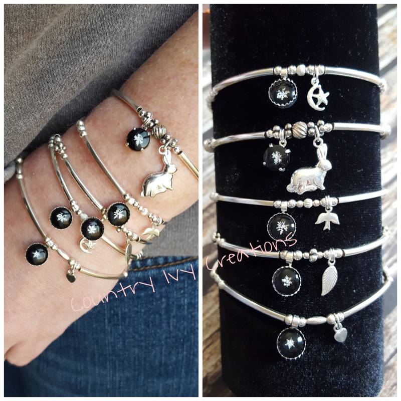 Sterling Silber Perlen Stretch Armband, Schneeflocke Echte Konservierte Schneeflocke, Sie Wählen Sterling Silber Perlen Stretch Armband, Schneeflocke Echte Konservierte Schneeflocke, Sie Wählen von CountryIvyCreations