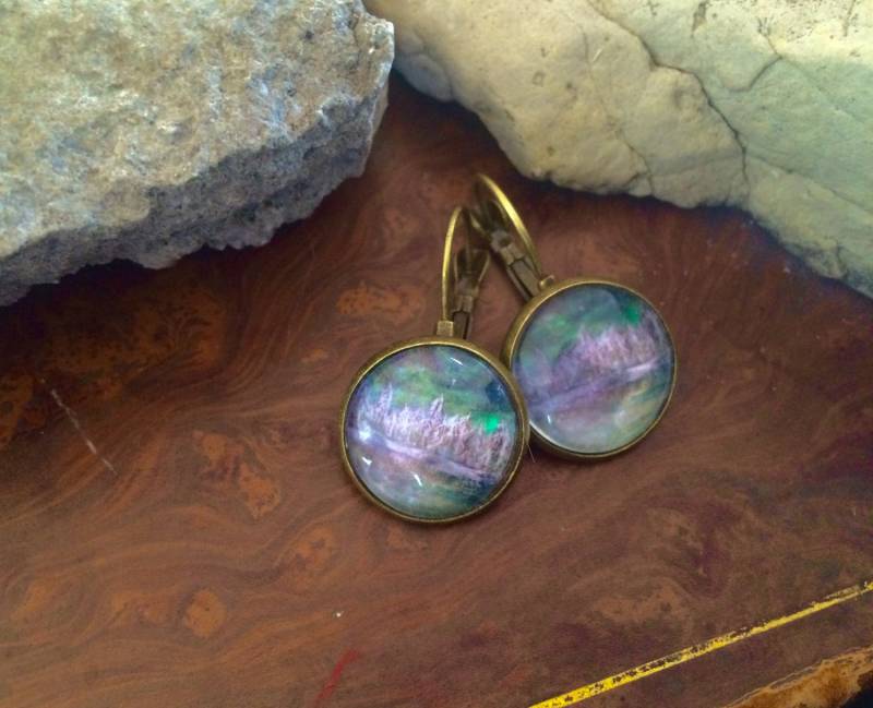 Nordlichter Glas Bronze Ohrringe Yukon Sammlung von CountryStrongArts