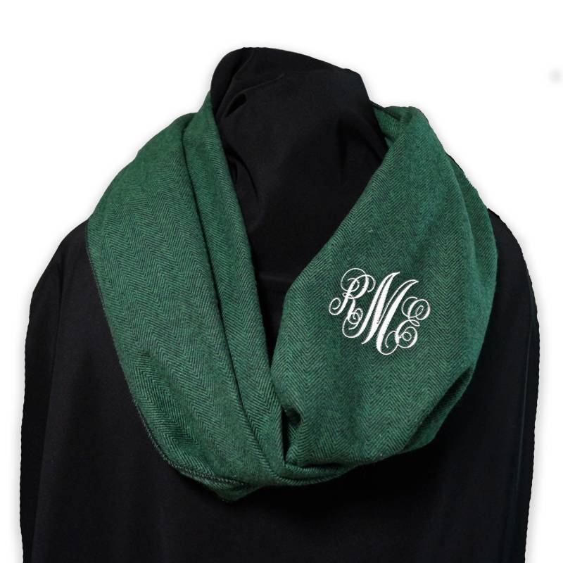 Endlosschal Aus Gebürsteter Baumwolle Mit Monogramm Grün Endlosschal Aus Gebürsteter Baumwolle Mit Monogramm Grün von CountryTouchStore