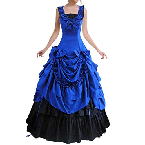 18th Century Damen Rokoko Ballkleid Druck Lang Gothic Viktorianisches Kleid Maskerade Thema Kleider(Blau1,3XL) von CountryWomen