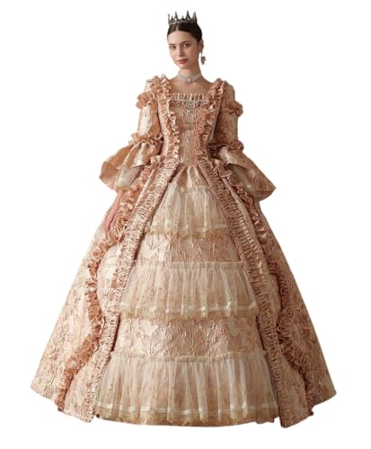 18th Century Women's Rococo Ball Gown Print Long Gothic Victorian Dress Masquerade Theme Dresses(Marie_Antoinette_Champagne,3XL) von CountryWomen