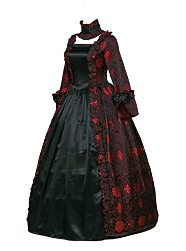 CountryWomen 18th Century Damen Rokoko Ballkleid Lange Maskerade Kleider(Rococo-3,S) von CountryWomen