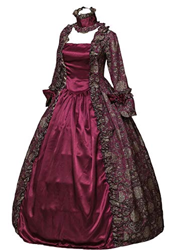CountryWomen 18th Century Damen Rokoko Ballkleid Lange Maskerade Kleider(Rokoko-5,S) von CountryWomen
