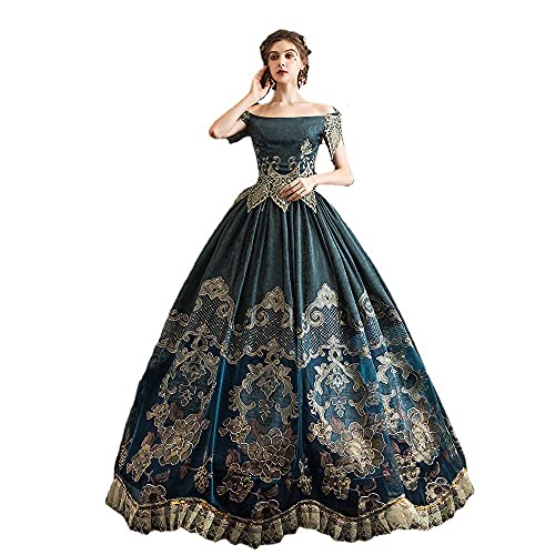 CountryWomen Marie Antoinette Prinzessin Kleid Periode Ballkleid Reenactment Theater Kleid Brokat Ballkleid Queen Kleider - - Large von CountryWomen