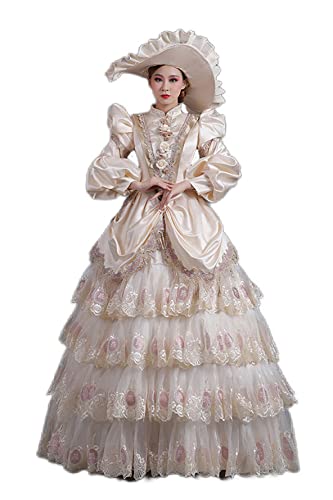 CountryWomen Marie Antoinette Prinzessin Kleid Periode Ballkleid Reenactment Theater Kleid Brokat Ballkleid Queen Kleider - - XXX-Large von CountryWomen