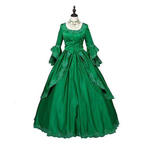 CountryWomen Rosa Marie Antoinette Renaissance Brokatkleid Ballkleid Reenactment Kostüm - Grün - XXX-Large von CountryWomen