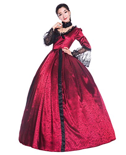 CountryWomen Viktorianisches Kleid für Frauen langes Partykleid Damen Rokoko Maskerade Ballkleid(Farbe 6,3XL) von CountryWomen