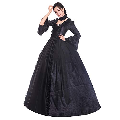 CountryWomen Viktorianisches Kleid für Frauen langes Partykleid Damen Rokoko Maskerade Ballkleid(Farbe5,L) von CountryWomen