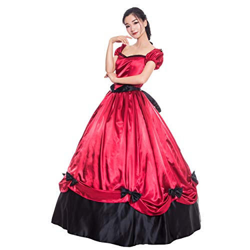 CountryWomen Viktorianisches Kleid für Frauen langes Partykleid Damen Rokoko Maskerade Ballkleid(Color7,XL) von CountryWomen