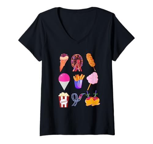 Damen State Fair Food Karneval T-Shirt mit V-Ausschnitt Damen State Fair Food Karneval T-Shirt mit V-Ausschnitt von County Fair Food