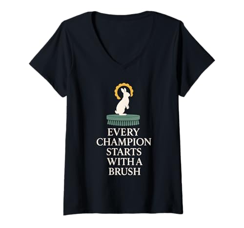 Damen Rabbit Show Handler 4-H Bunny Breeder Grooming Pride T-Shirt mit V-Ausschnitt Damen Rabbit Show Handler 4-H Bunny Breeder Grooming Pride T-Shirt mit V-Ausschnitt von County Fair Youth ARBA Showmanship Handler Merch