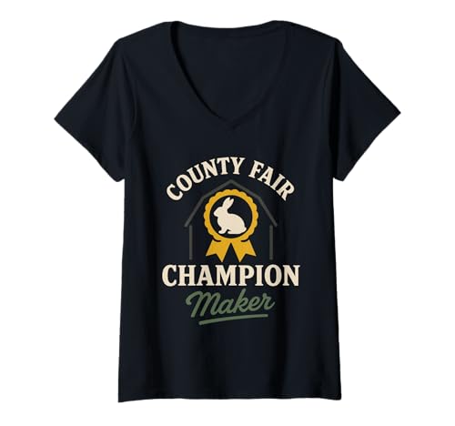 Damen Rabbit Show Handler 4-H Bunny Breeder Grooming Pride T-Shirt mit V-Ausschnitt Damen Rabbit Show Handler 4-H Bunny Breeder Grooming Pride T-Shirt mit V-Ausschnitt von County Fair Youth ARBA Showmanship Handler Merch