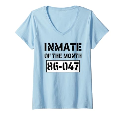 Damen Lustiges Häftling des Monats Kostüm Gefängnisuniform Halloween T-Shirt mit V-Ausschnitt Damen Lustiges Häftling des Monats Kostüm Gefängnisuniform Halloween T-Shirt mit V-Ausschnitt von County inmate of the month 86 047