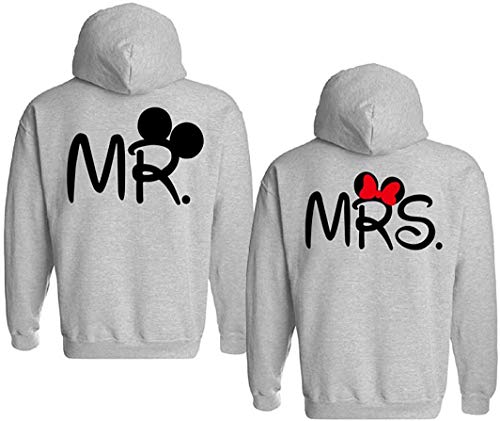 Couple Camp Mr Mrs Hoodie Pärchen Pullover Paare King Queen Fun Spruch - 1x Herren Mr. Grau S von Couple Camp