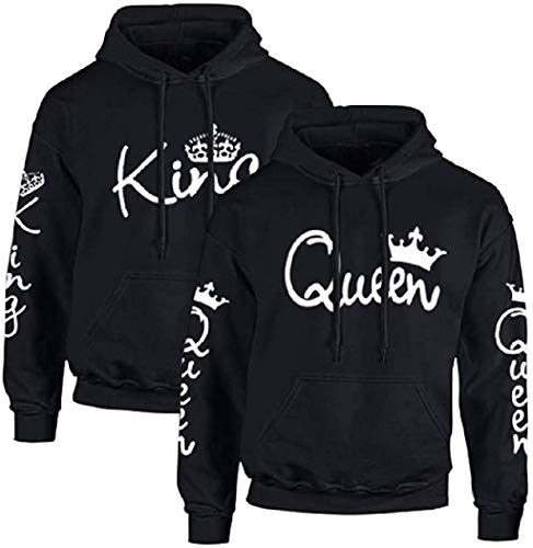 King Queen Pullover Partner Hoodie für Paare mit Fun Spruch - 1 Stück Herren Pulli King Schwarz S von Couple Camp