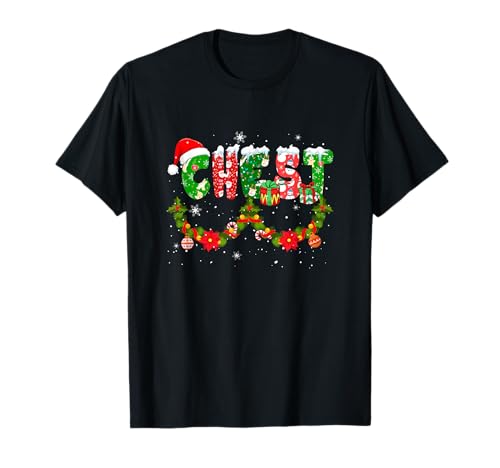 Chest Xmas Decorating Colorful Floral Santa Women Couple T-Shirt Chest Xmas Decorating Colorful Floral Santa Women Couple T-Shirt von Couple Christmas Costume