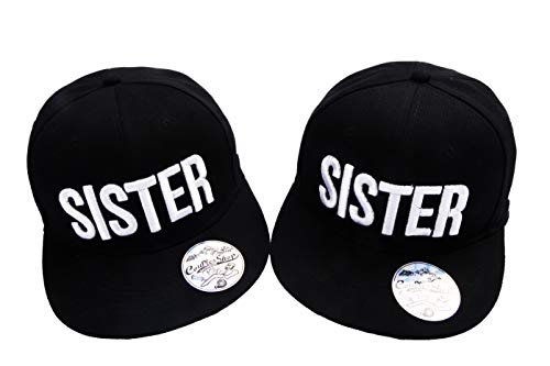 Best Friends Cap Sister Snapback Set mit Rose Logo Beste Freunde Baseball Hüte Mützen Kappe für Zwei Madchen Damen (Schwarz) von Tom's Couples Shop