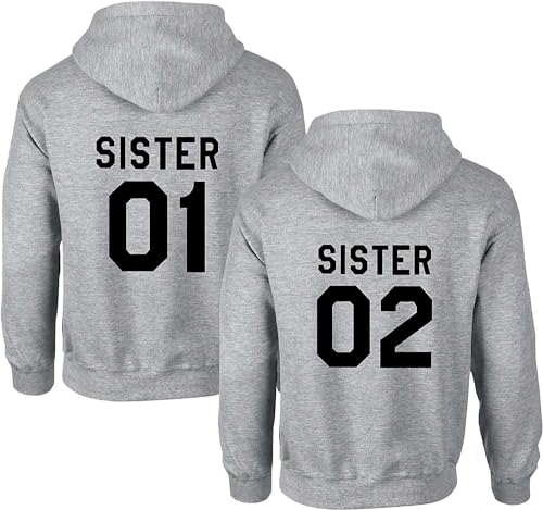 Couples Shop Best Friends Damen Hoodie Sister Pullover Beste Freunde Mädchen BFF - 1 Stück Sister 01 Grau L von Couples Shop