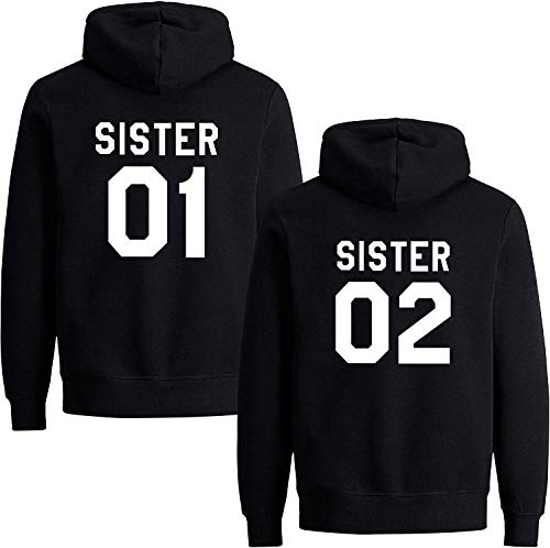 Couples Shop Best Friends Damen Hoodie Sister Pullover Beste Freunde Mädchen BFF - 1 Stück Sister 01 Schwarz M von Couples Shop