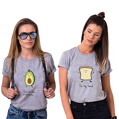 Best Friends Damen T-Shirt BFF Beste Freunde Avocado und Toast (Grau, Avocado XS) von Couples Shop