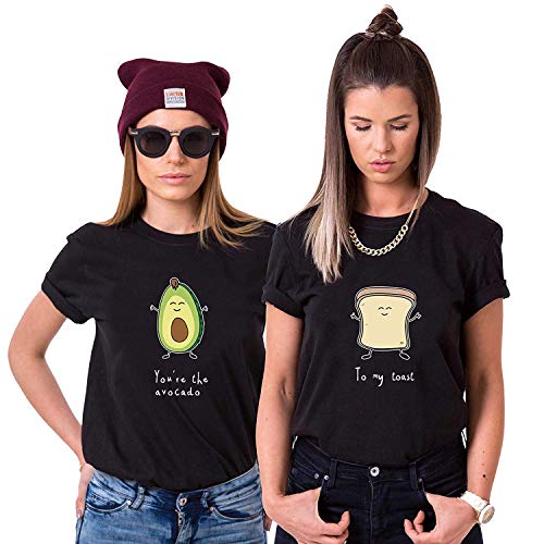 Best Friends Damen T-Shirt BFF Beste Freunde Avocado und Toast (Schwarz, Avocado L) von Couples Shop