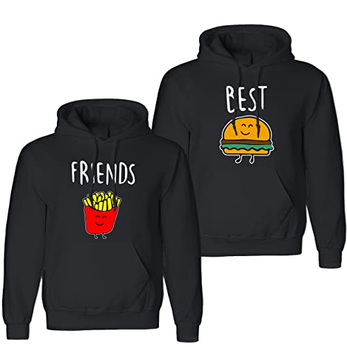 Tom's Couples Shop Best Friends Pullover für Zwei Mädchen 1 Stück Burger Pommes Beste Freunde Hoodie für 2 Sister Freundin Freundschafts Pulli BFF Geschenke von Tom's Couples Shop