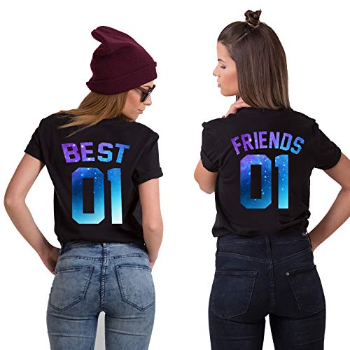 Tom's Couples Shop Best Friends T-Shirts für 2 Mädchen 1 Stück Sister T Shirt für Zwei Damen Beste Freunde Tshirts Freundin BFF Geschenke von Tom's Couples Shop
